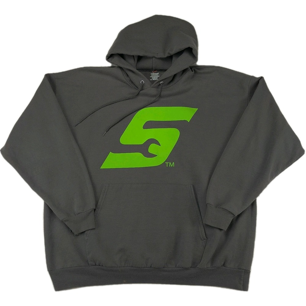 Hanes EcoSmart Snap-On Tools Hoodie Mens 3XL Charcoal Gray Neon Green Graphic - Picture 1 of 9